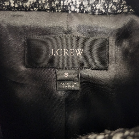 J. Crew wool blend black & white marled boucle tweed jacket size 8 - Picture 7 of 11
